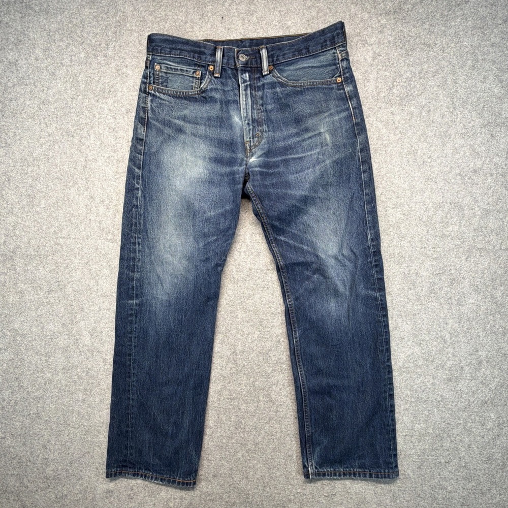 Levi's 505 Regular Fit Straight Leg Blue Jeans Mens 34x30 (Fits 34x28) Good Fade